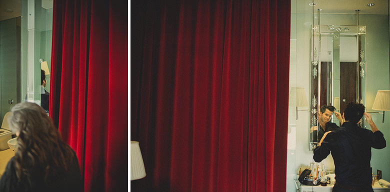 Groom getting ready at the Faena Hotel, Buenos Aires
