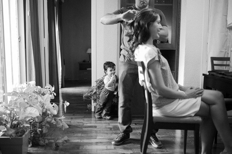 Fotos de la previa de la novia y el hijo