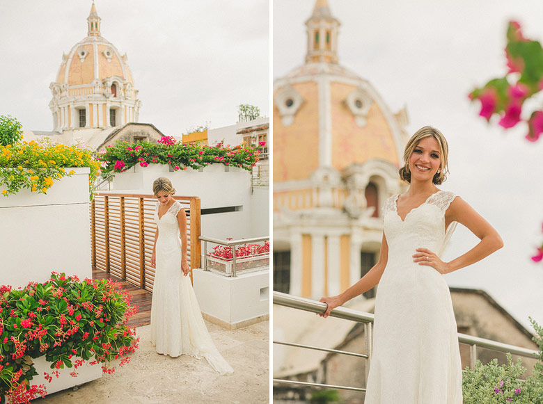 Fotografia artística de novia en Casa Claver, Ciudad Amurallada, Cartagena, Colombia