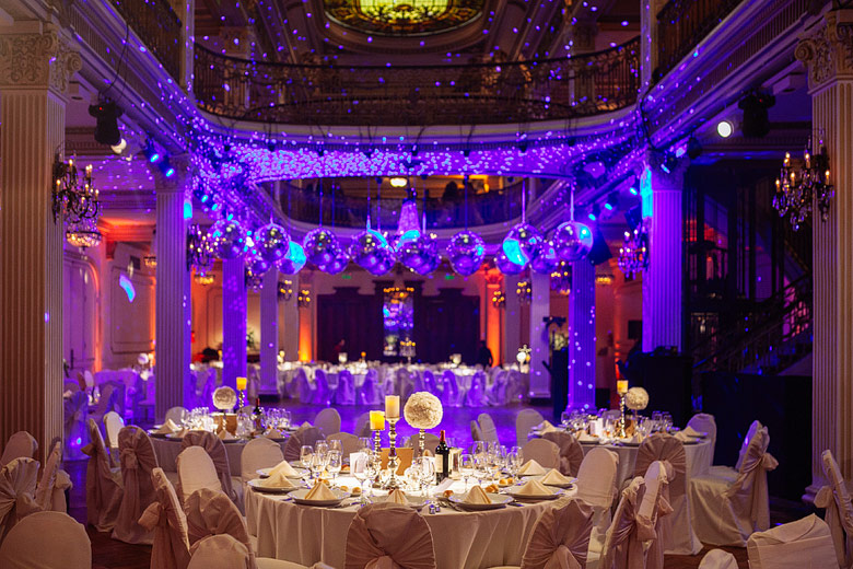 idea para ambientacion de boda de noche