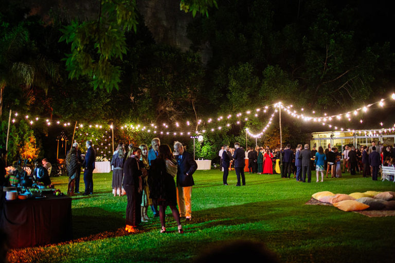 El jardín del Lowlands Club durante la recepción de un casamiento
